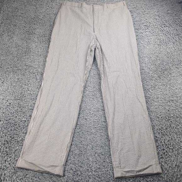 Brooks Brothers Pants Men 36x31 Brown White Chino Career Preppy Straight Striped - Picture 3 of 9